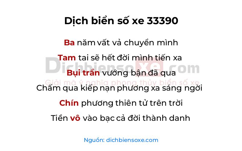 Dịch thơ biển số 33390