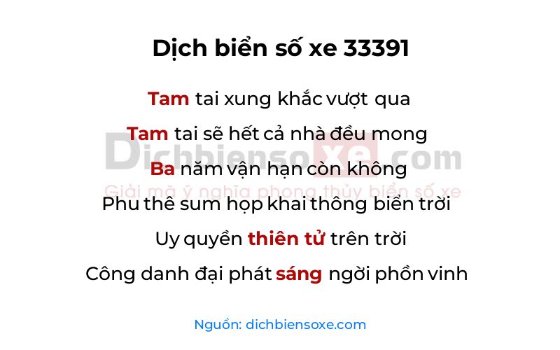 Dịch thơ biển số 33391