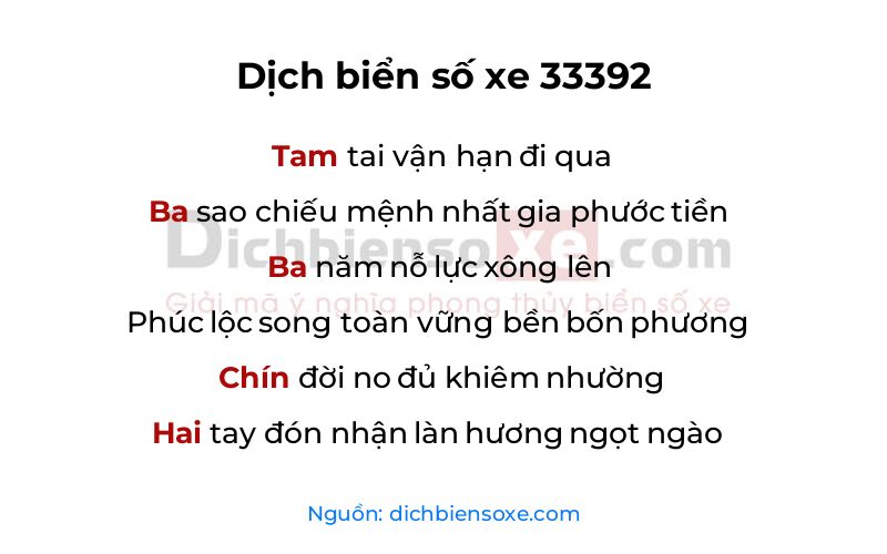 Dịch thơ biển số 33392