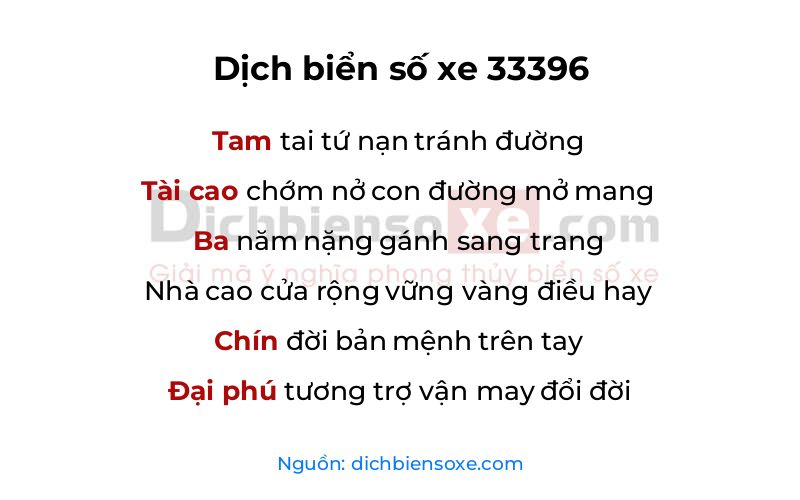Dịch thơ biển số 33396