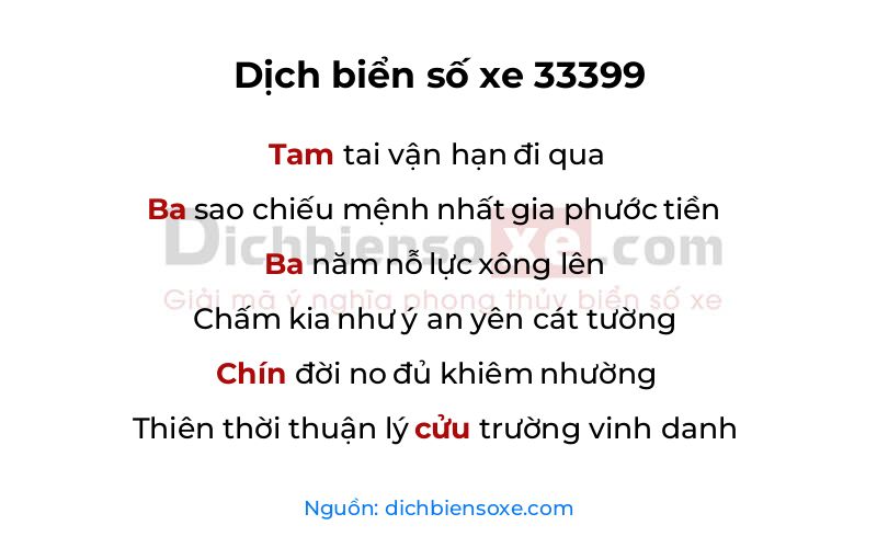 Dịch thơ biển số 33399
