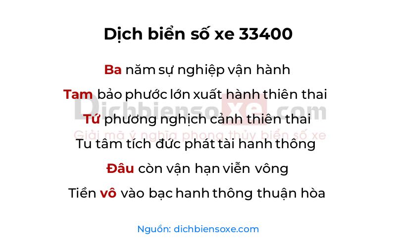Dịch thơ biển số 33400