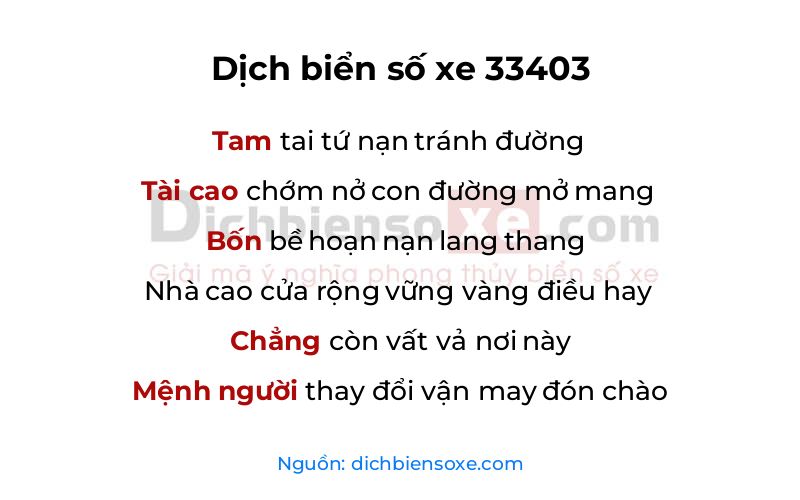 Dịch thơ biển số 33403