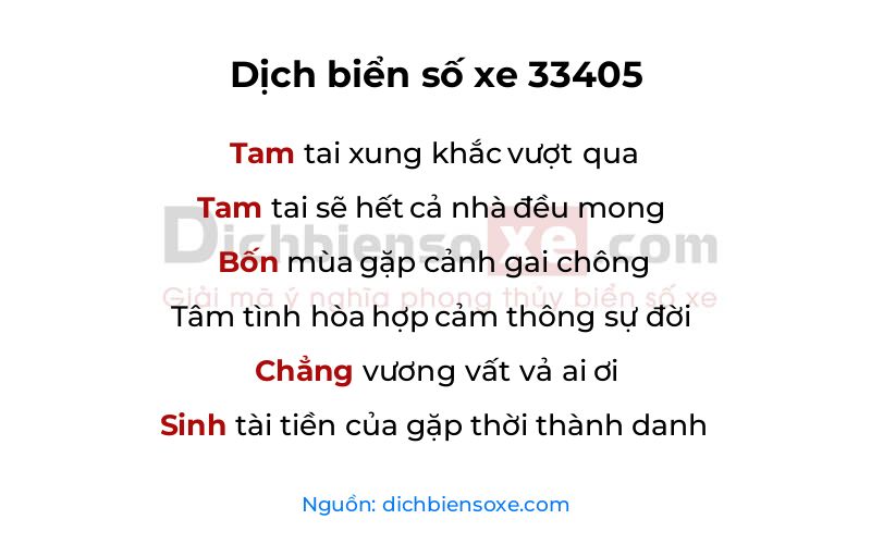Dịch thơ biển số 33405