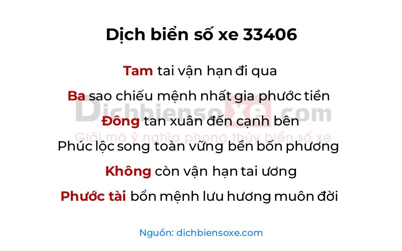 Dịch thơ biển số 33406