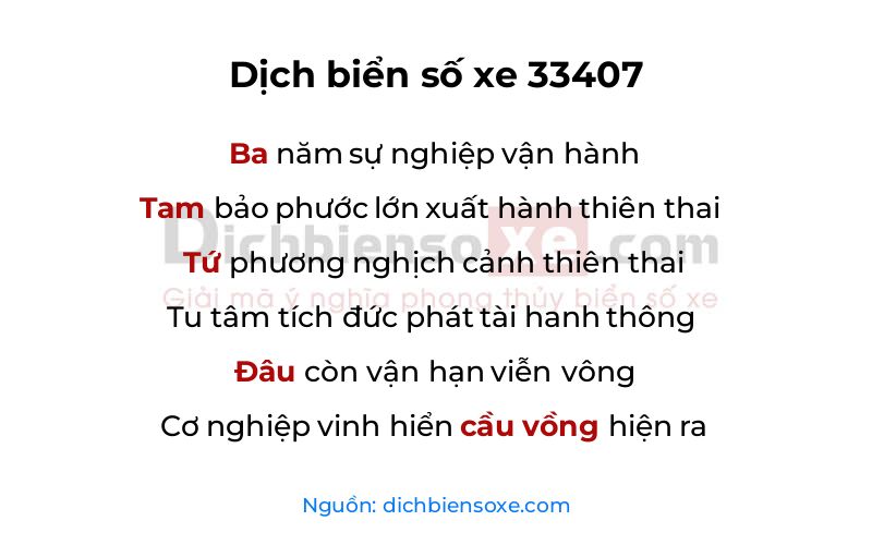 Dịch thơ biển số 33407