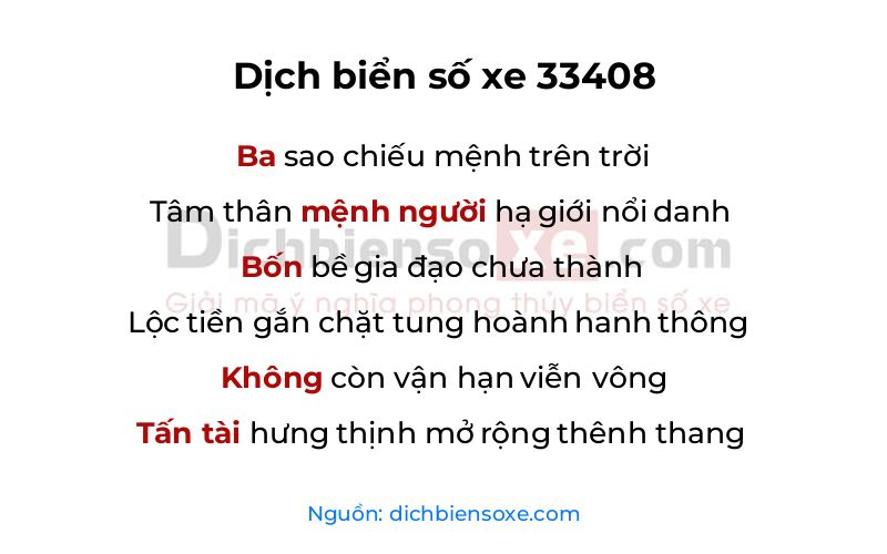 Dịch thơ biển số 33408