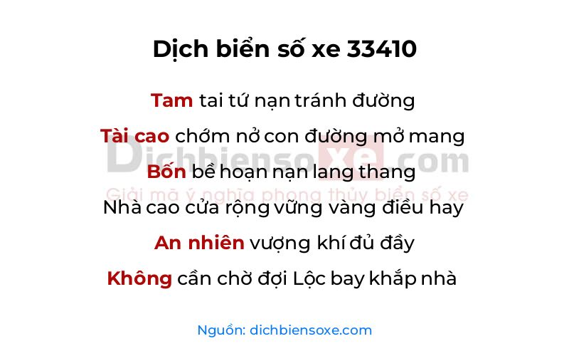 Dịch thơ biển số 33410
