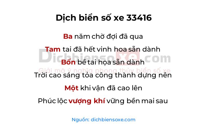 Dịch thơ biển số 33416