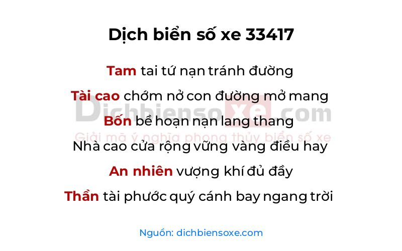 Dịch thơ biển số 33417