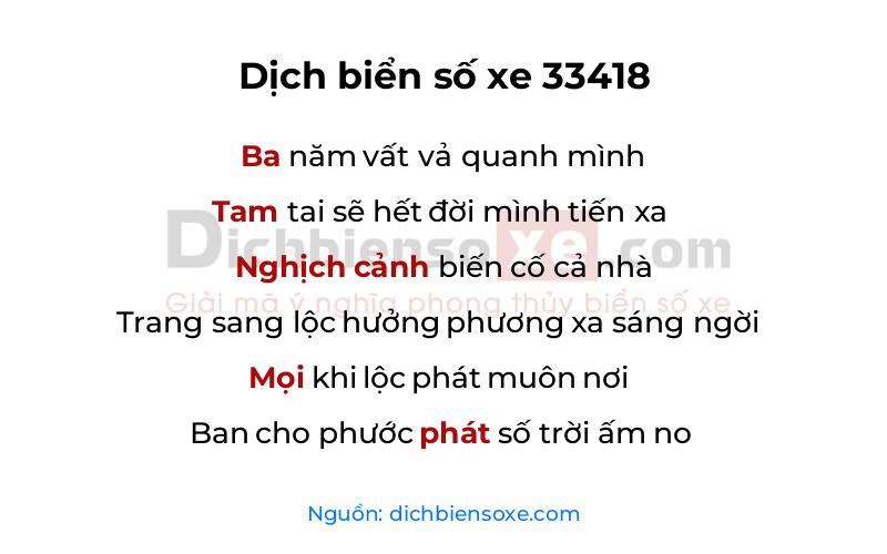 Dịch thơ biển số 33418