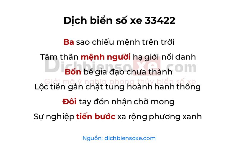 Dịch thơ biển số 33422