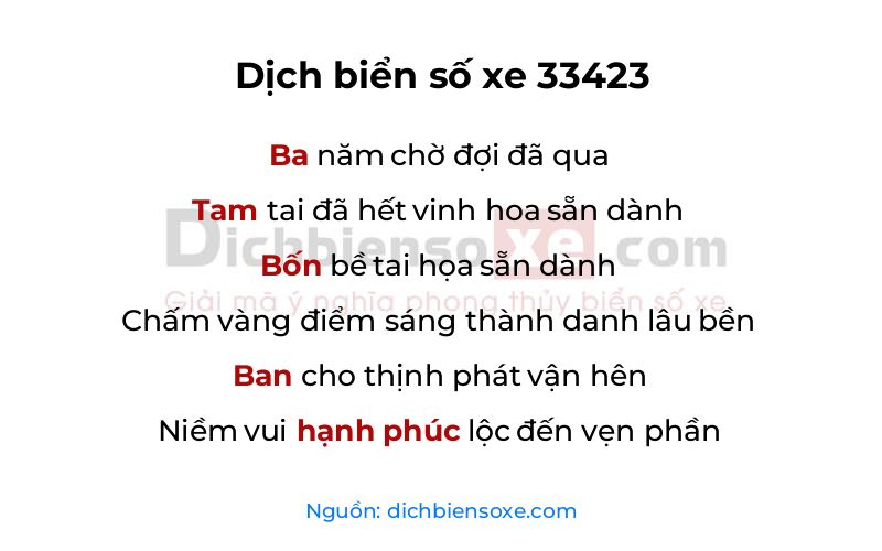 Dịch thơ biển số 33423