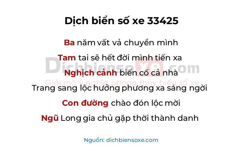 Dịch thơ biển số 33425