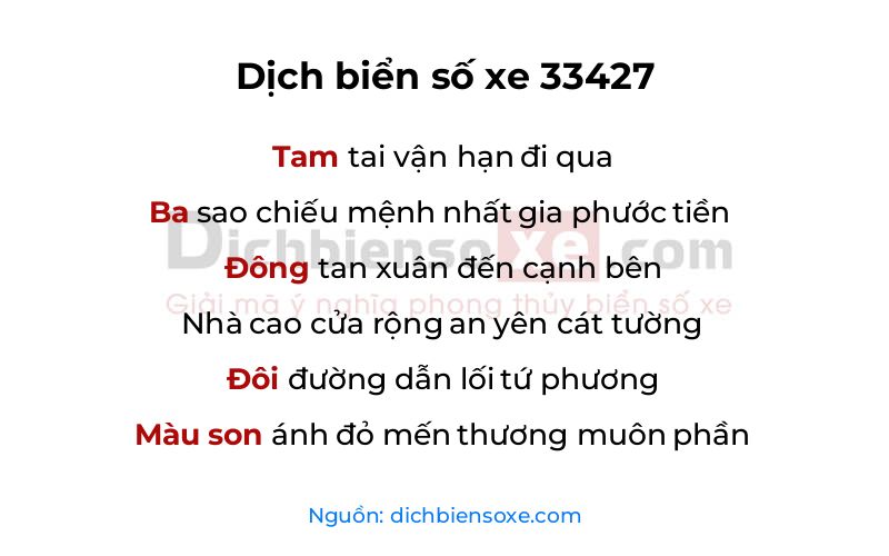 Dịch thơ biển số 33427