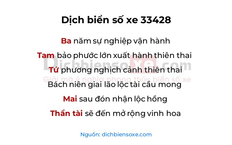 Dịch thơ biển số 33428