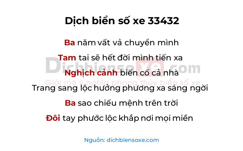 Dịch thơ biển số 33432