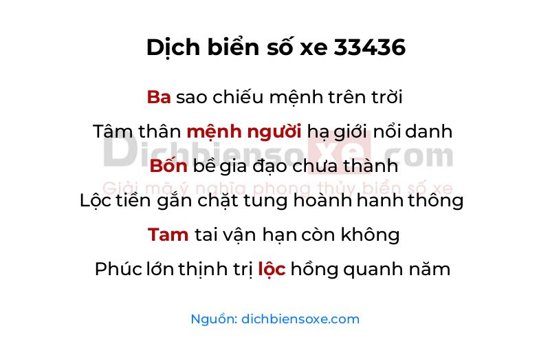 Dịch thơ biển số 33436
