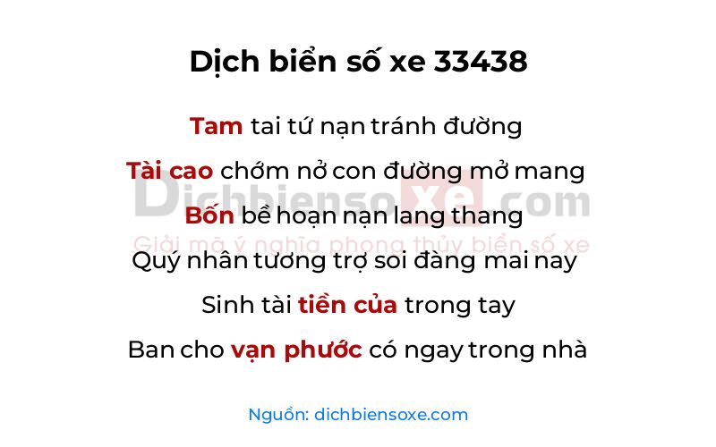 Dịch thơ biển số 33438
