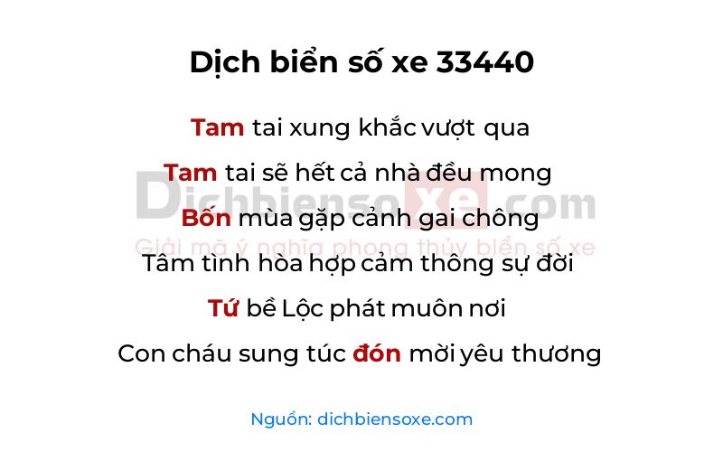 Dịch thơ biển số 33440
