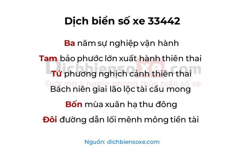 Dịch thơ biển số 33442