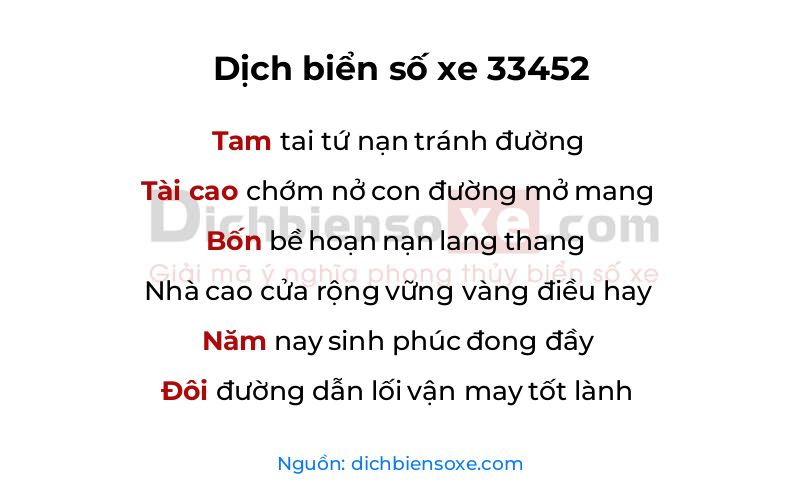 Dịch thơ biển số 33452