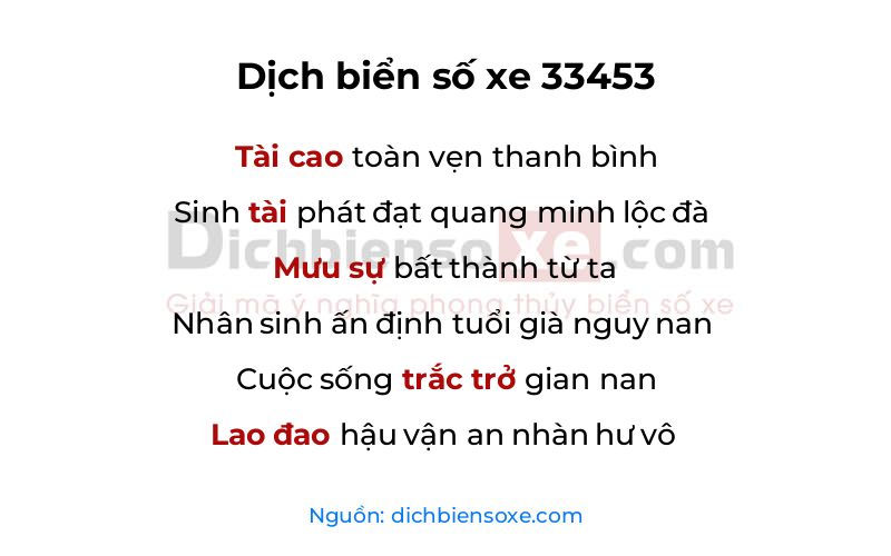 Dịch thơ biển số 33453