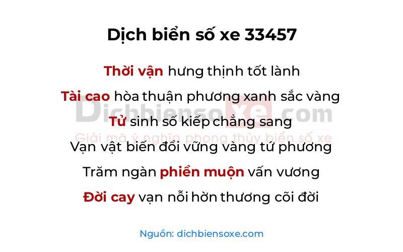 Dịch thơ biển số 33457