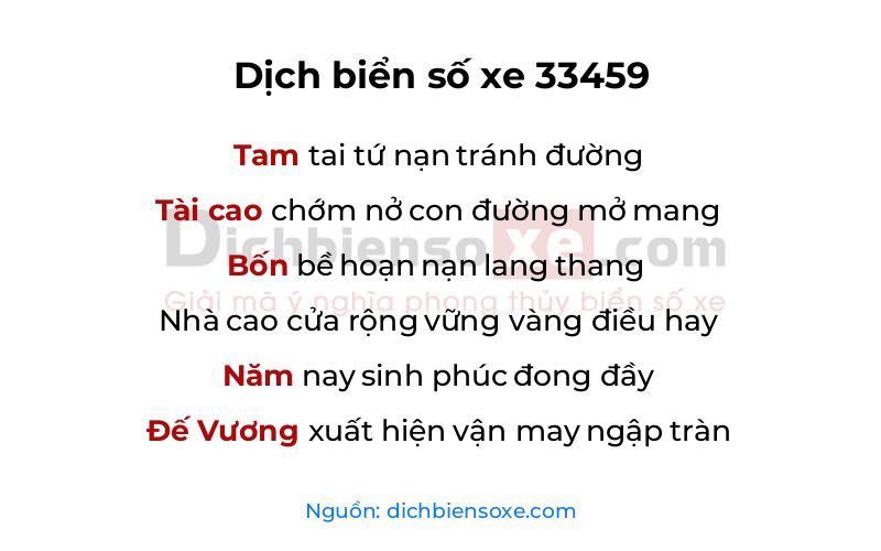 Dịch thơ biển số 33459