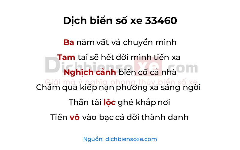Dịch thơ biển số 33460