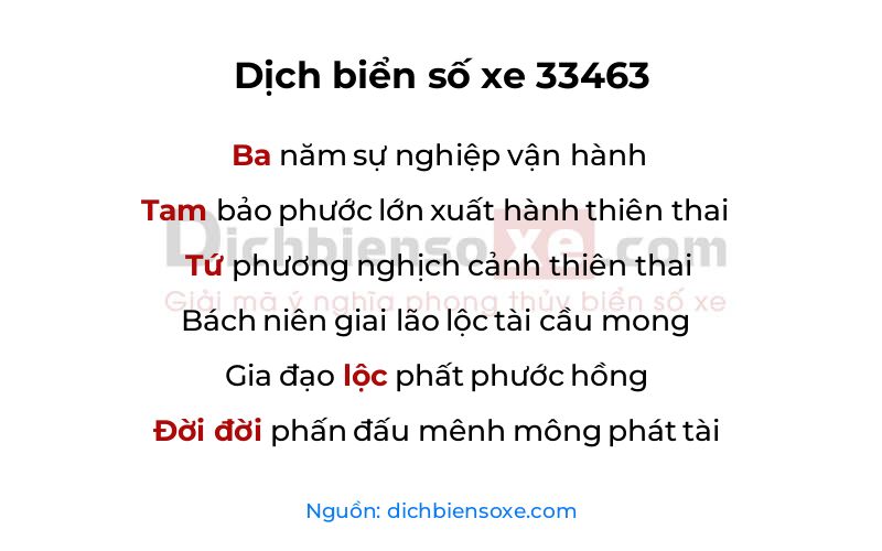 Dịch thơ biển số 33463