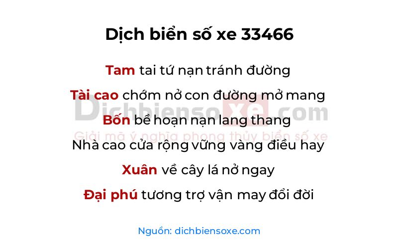 Dịch thơ biển số 33466