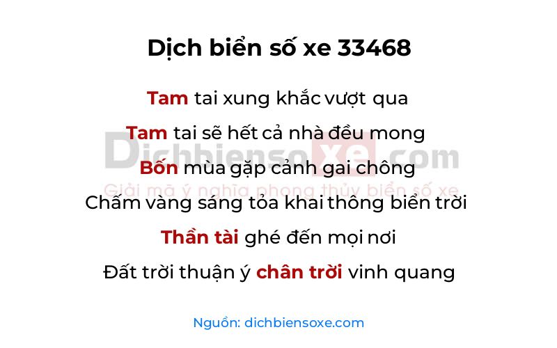 Dịch thơ biển số 33468