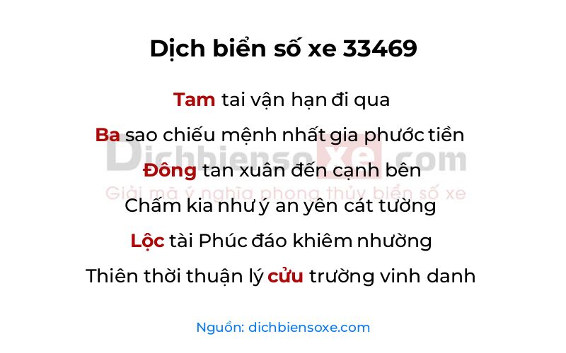 Dịch thơ biển số 33469