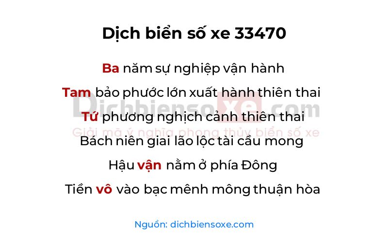 Dịch thơ biển số 33470