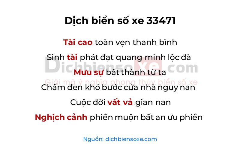 Dịch thơ biển số 33471