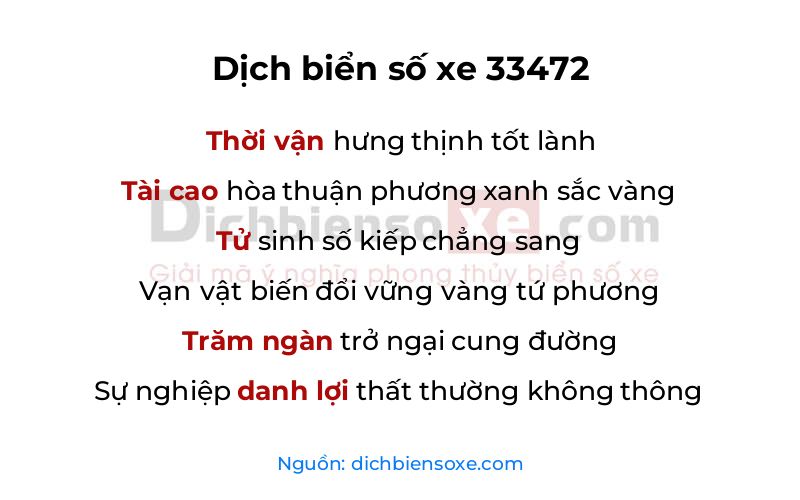 Dịch thơ biển số 33472