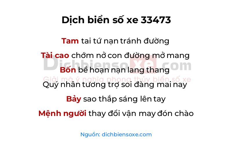 Dịch thơ biển số 33473
