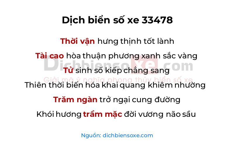 Dịch thơ biển số 33478