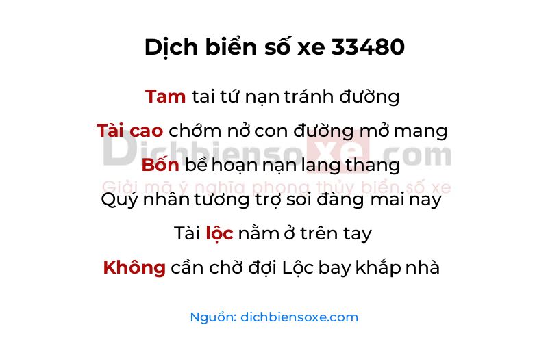Dịch thơ biển số 33480