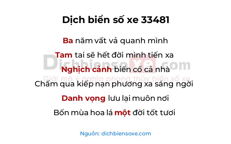 Dịch thơ biển số 33481
