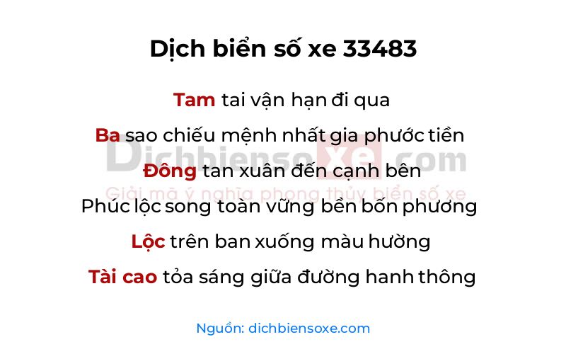 Dịch thơ biển số 33483