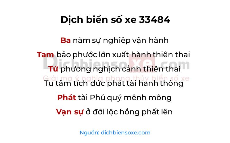 Dịch thơ biển số 33484