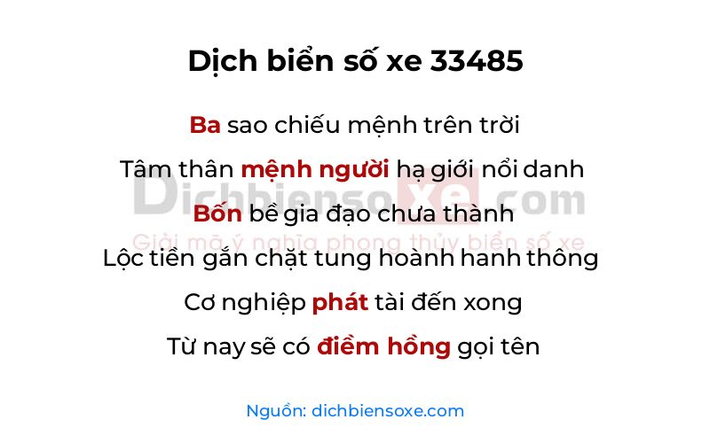 Dịch thơ biển số 33485