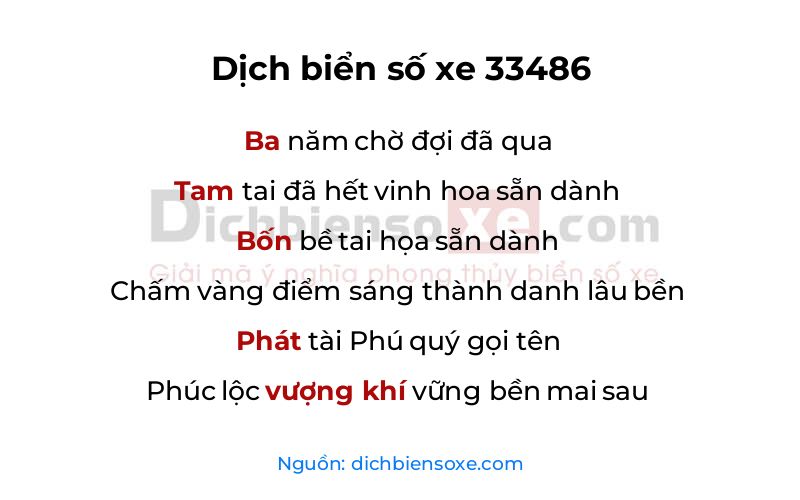 Dịch thơ biển số 33486