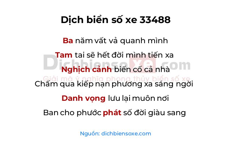 Dịch thơ biển số 33488