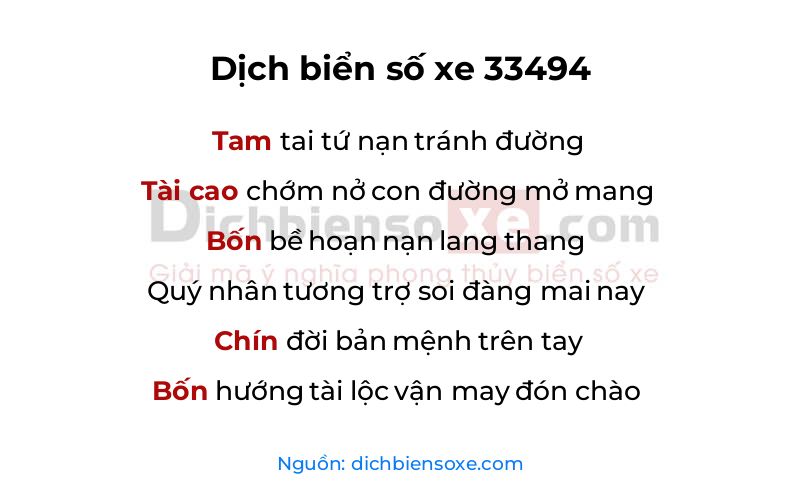 Dịch thơ biển số 33494
