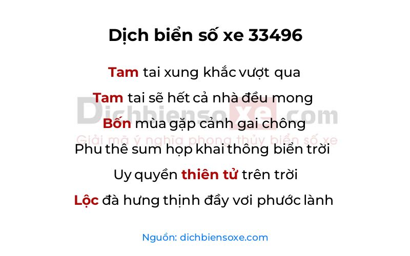 Dịch thơ biển số 33496