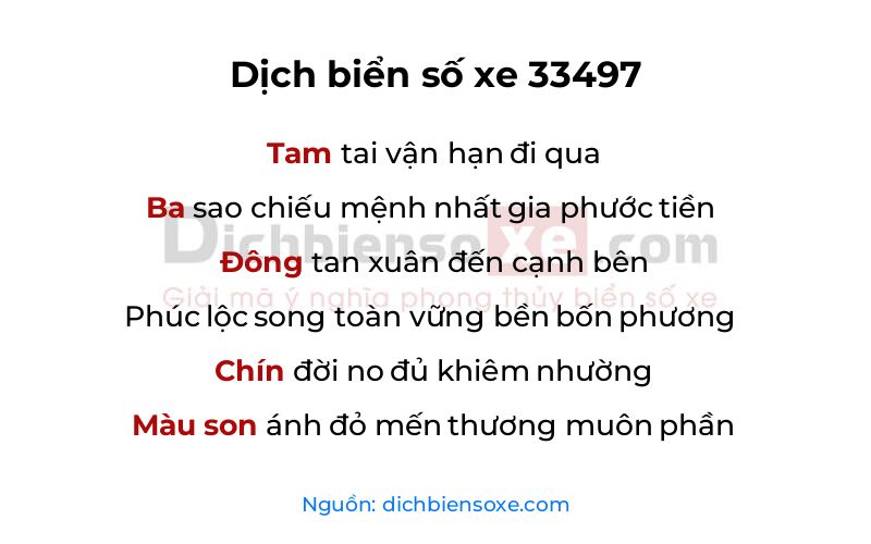 Dịch thơ biển số 33497