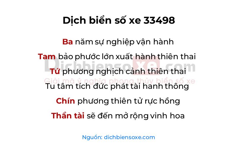Dịch thơ biển số 33498